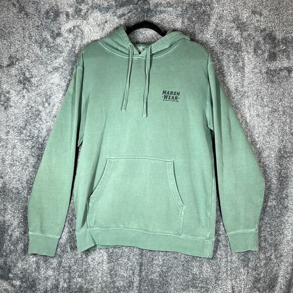 Marsh Wear Hoodie Mens Medium Green Sweater Pullover Dog Graphic Casual Outdoors - Picture 1 of 11